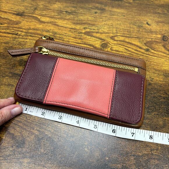 Fossil Molly Clutch Wallet Wine Multi Colored Brown Leather Card Holder - Picture 6 of 10